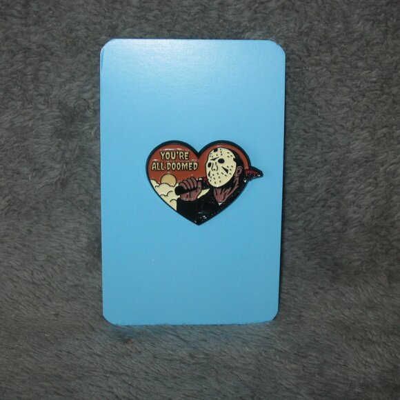 Horror Movie Friday the 13th Jason Vorhees Doomed Metal Enamel Pin 251021A2 - Picture 3 of 6